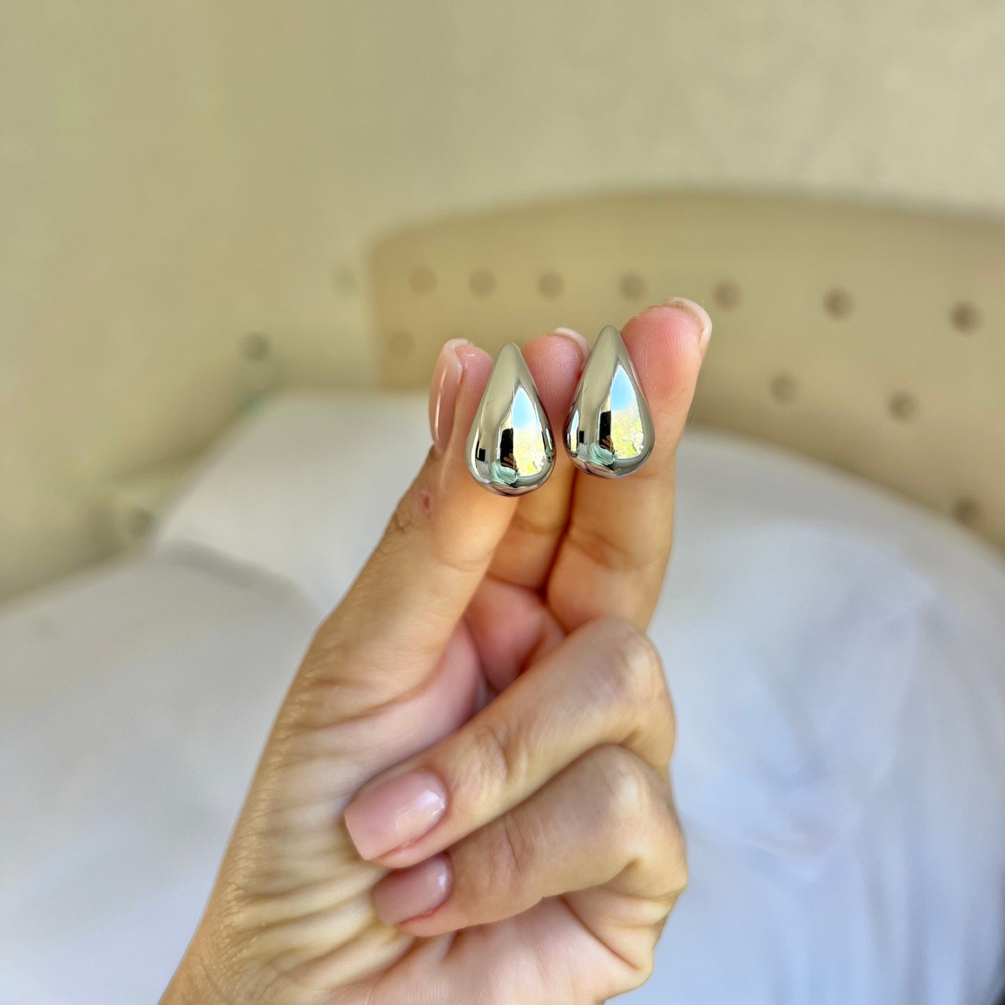 Aros Gotas Mediana Silver