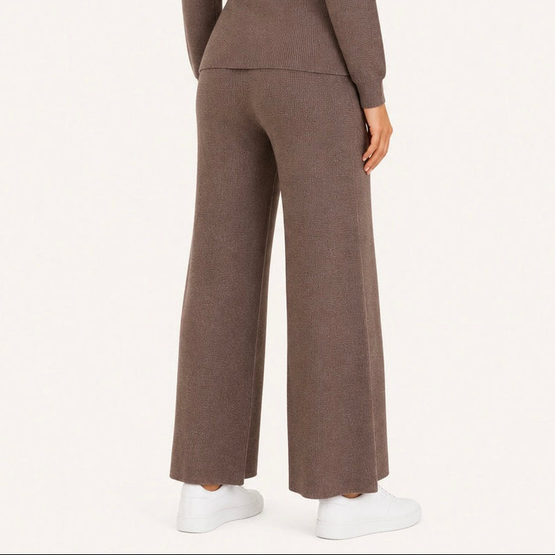 Pantalón Wide Leg Café Elasticado