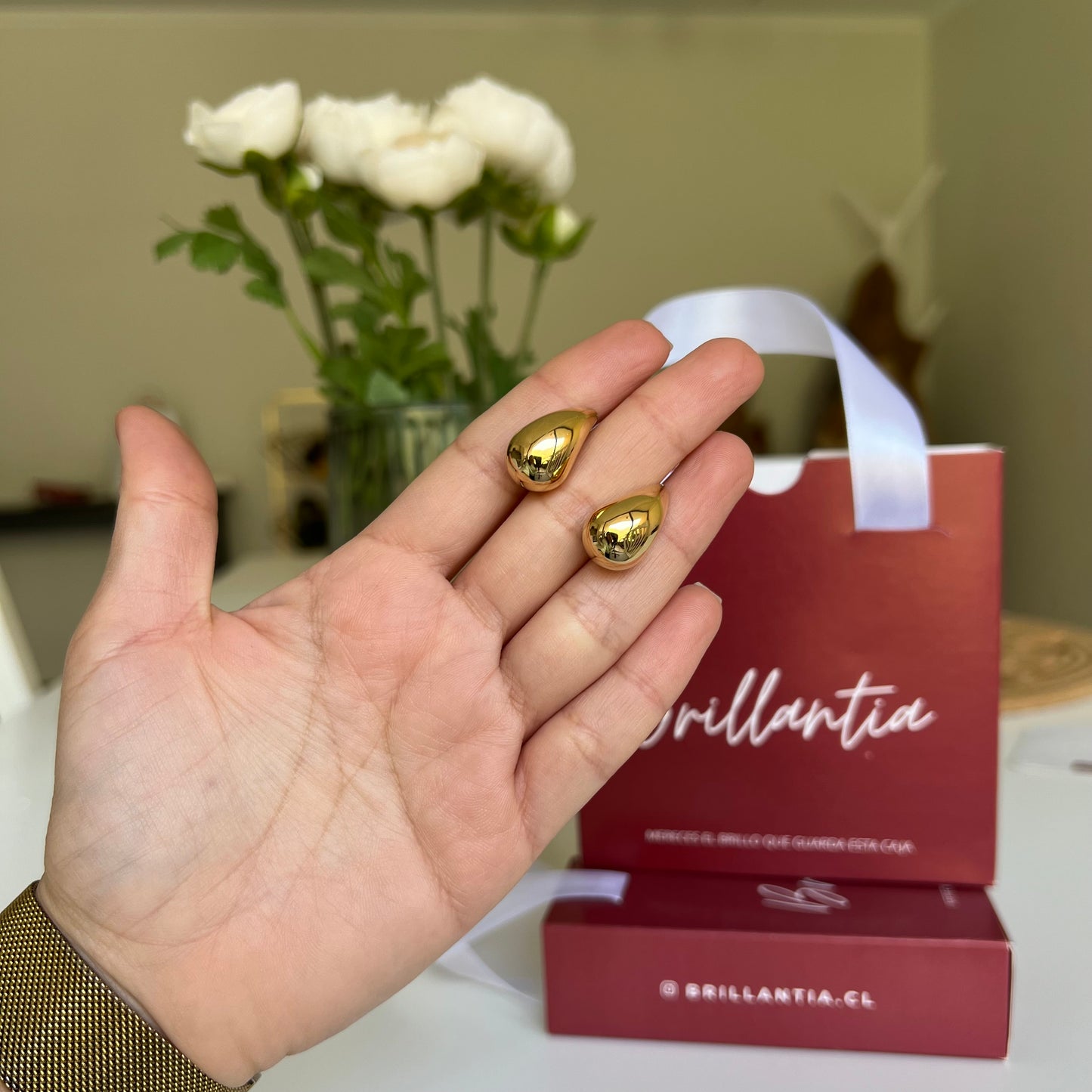 Aros Gotas Mediana Gold