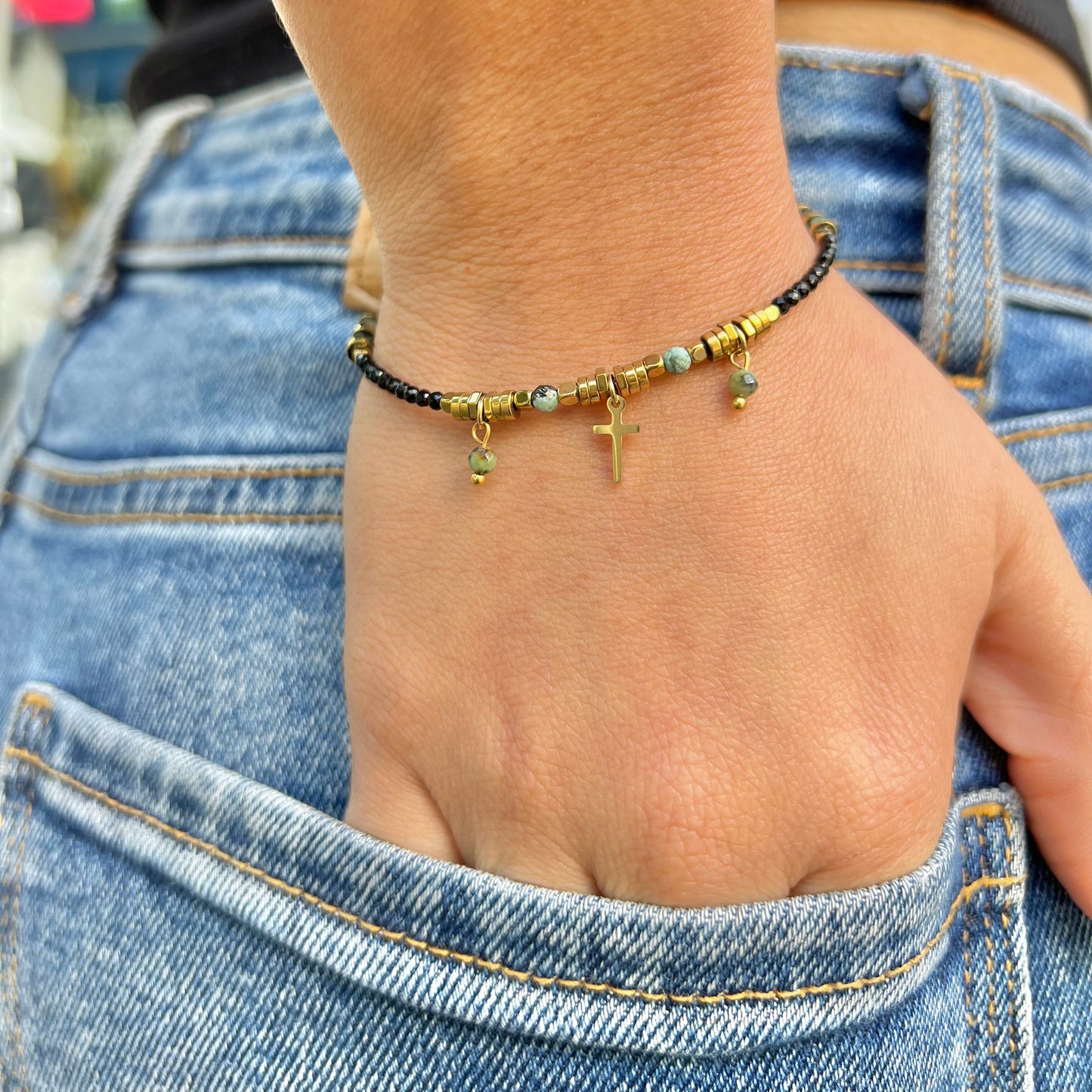 Pulsera Negra Piedras