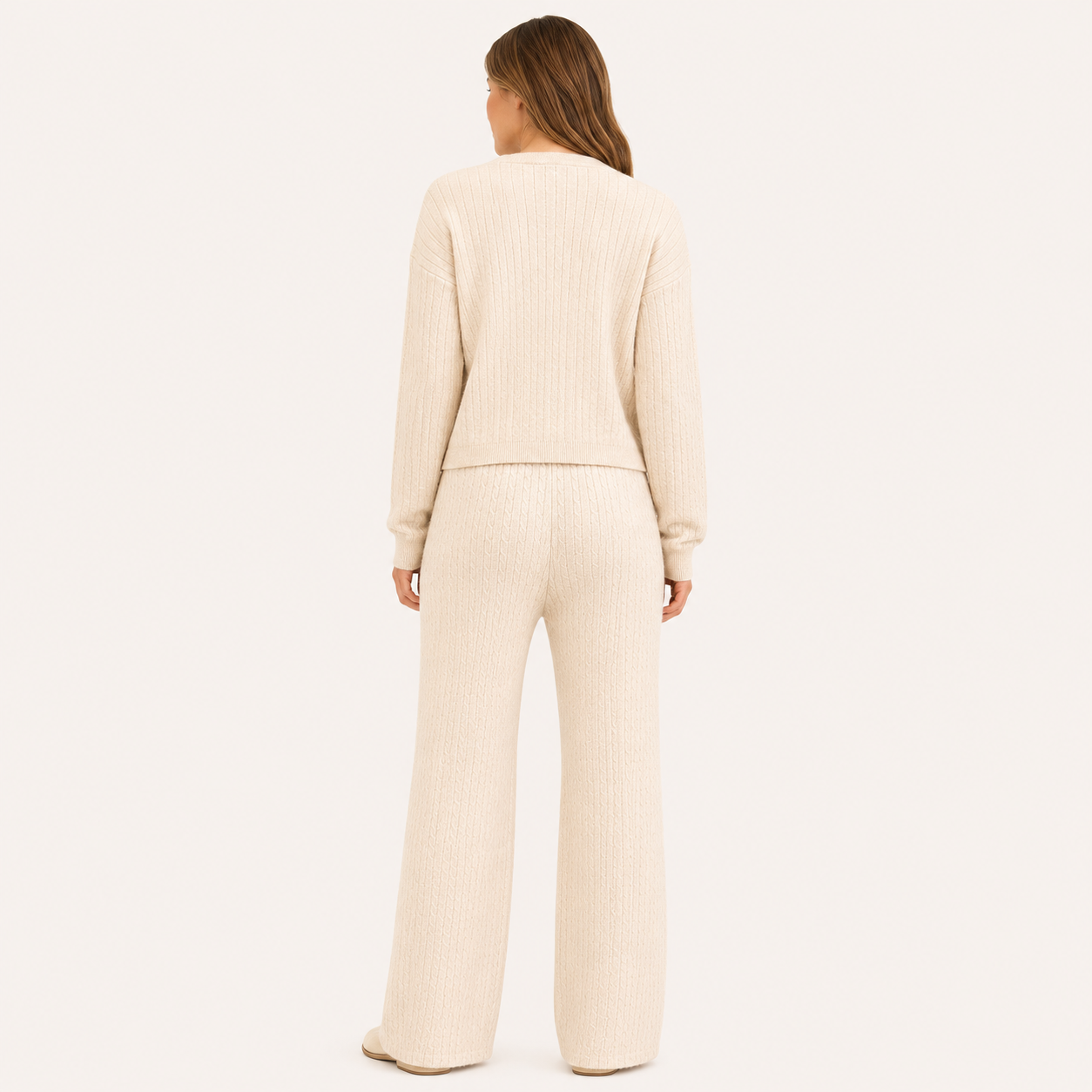 Conjunto Cardigan y Pantalón Forrado Beige