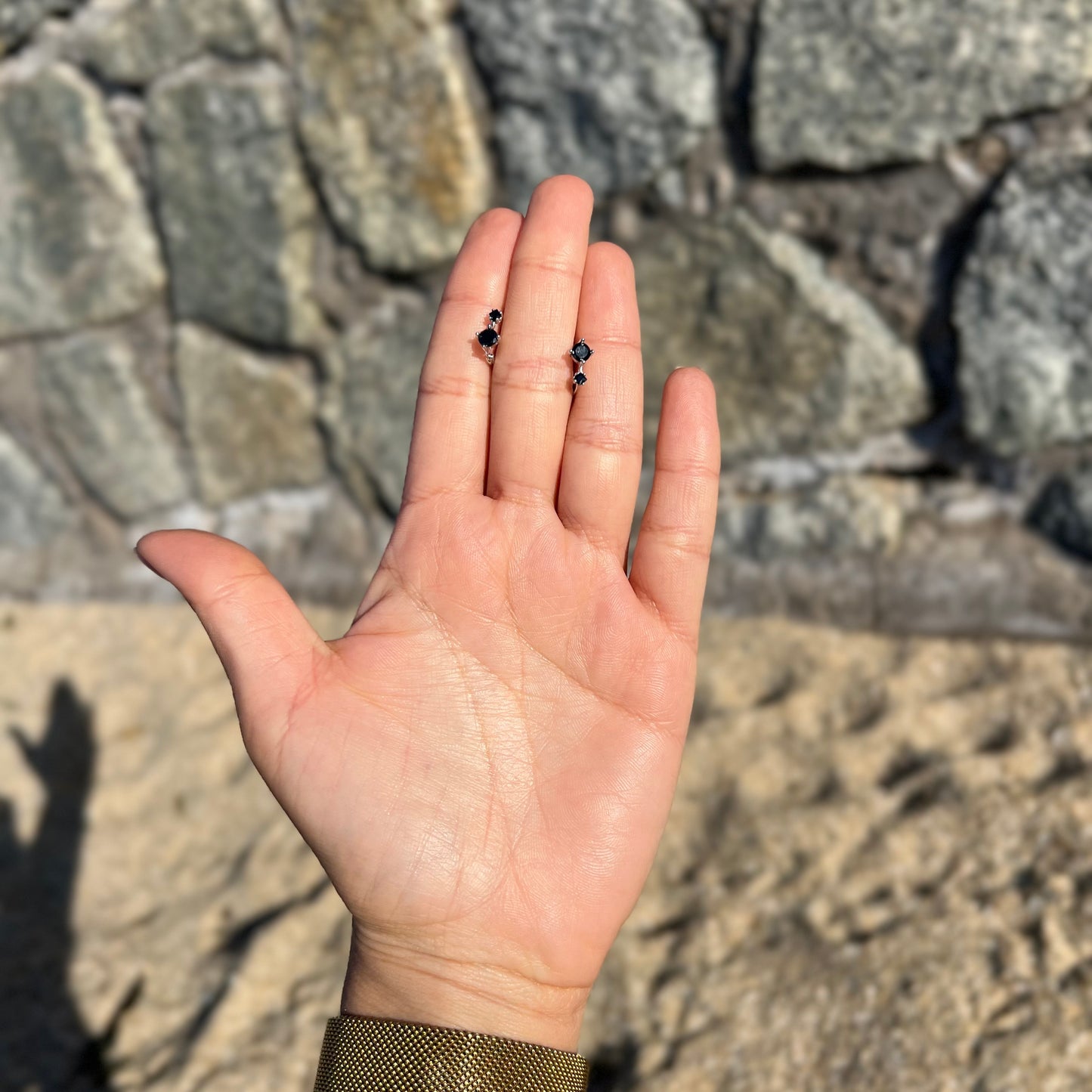 Argolla Cristal Negro Plata