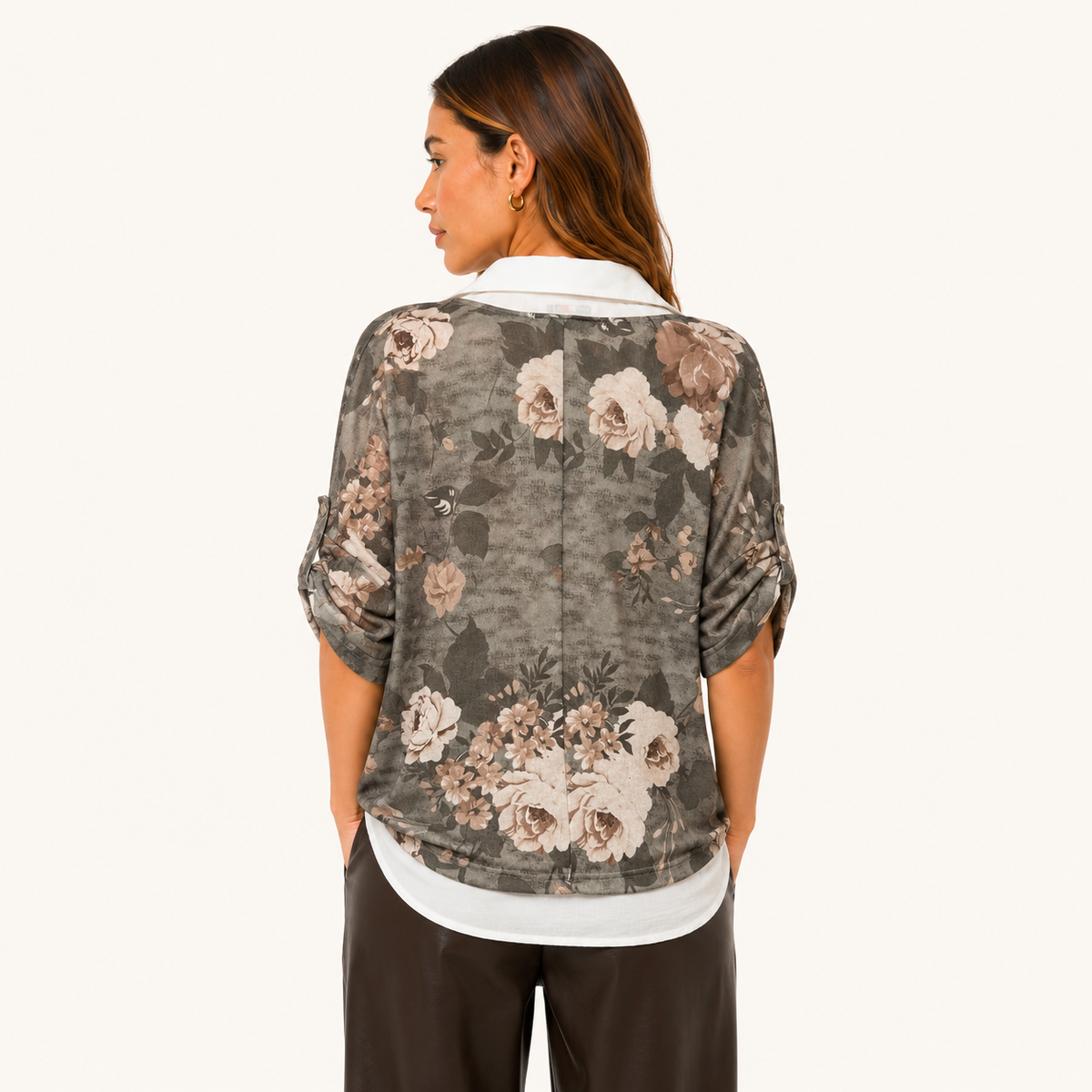 Blusa Floral 2 en 1 Manga Ajustable Verde