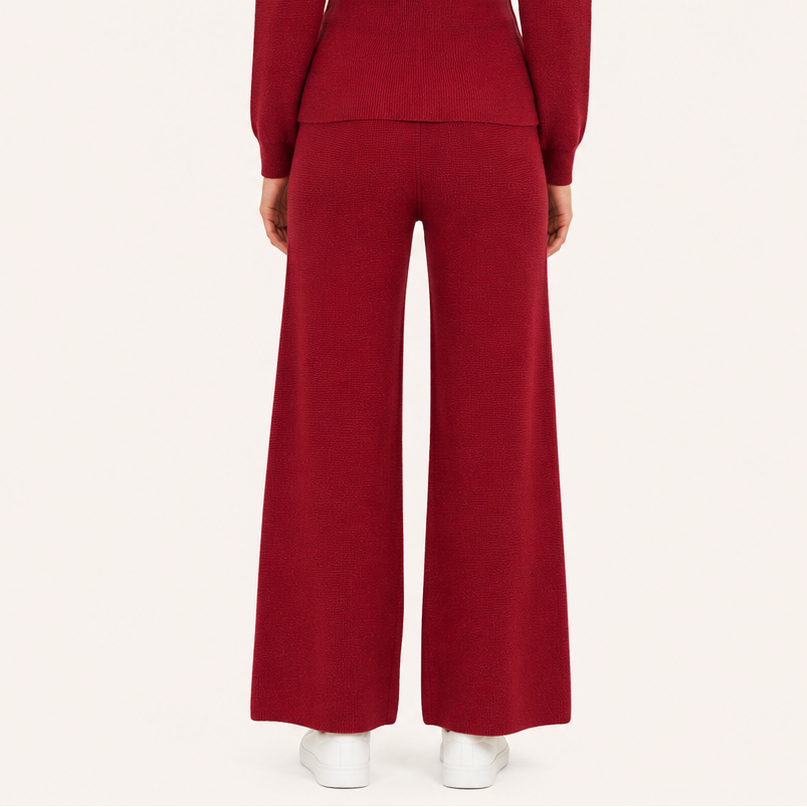 Pantalón Wide Leg Burdeo Elasticado