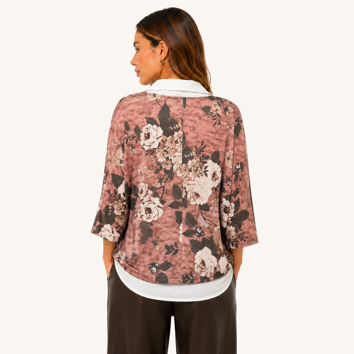 Blusa Floral 2 en 1 Manga Ajustable Rosado