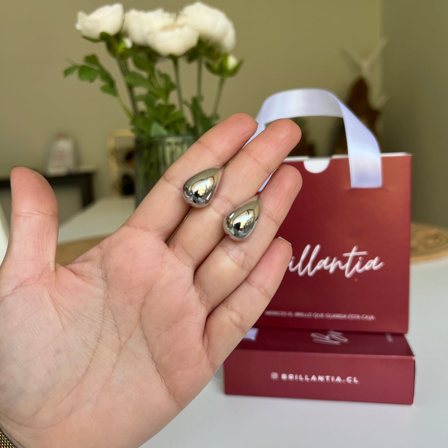 Aros Gotas Mediana Silver