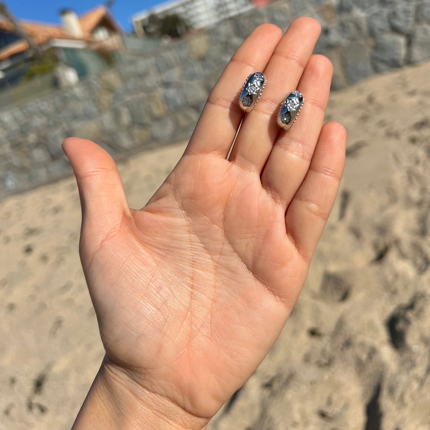 Argollas Puntos Brillantes Silver