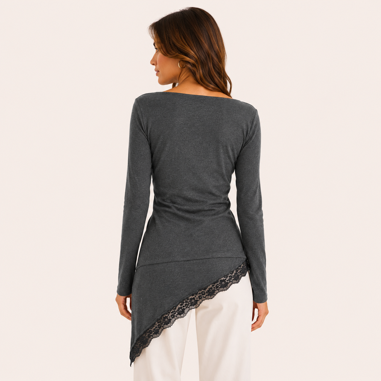 Sweater Encaje Burdeo Gris Oscuro