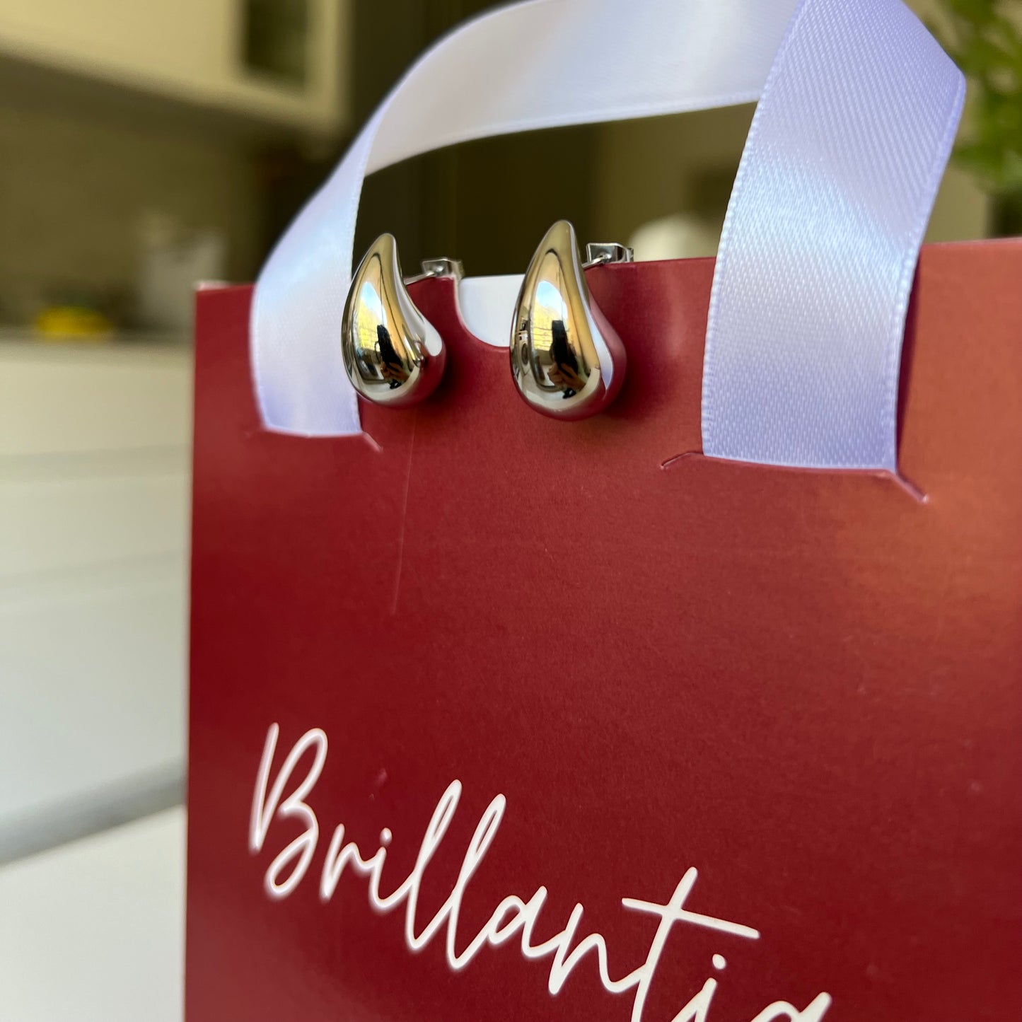 Aros Gotas Mediana Silver