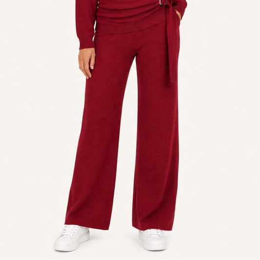 Pantalón Wide Leg Burdeo Elasticado