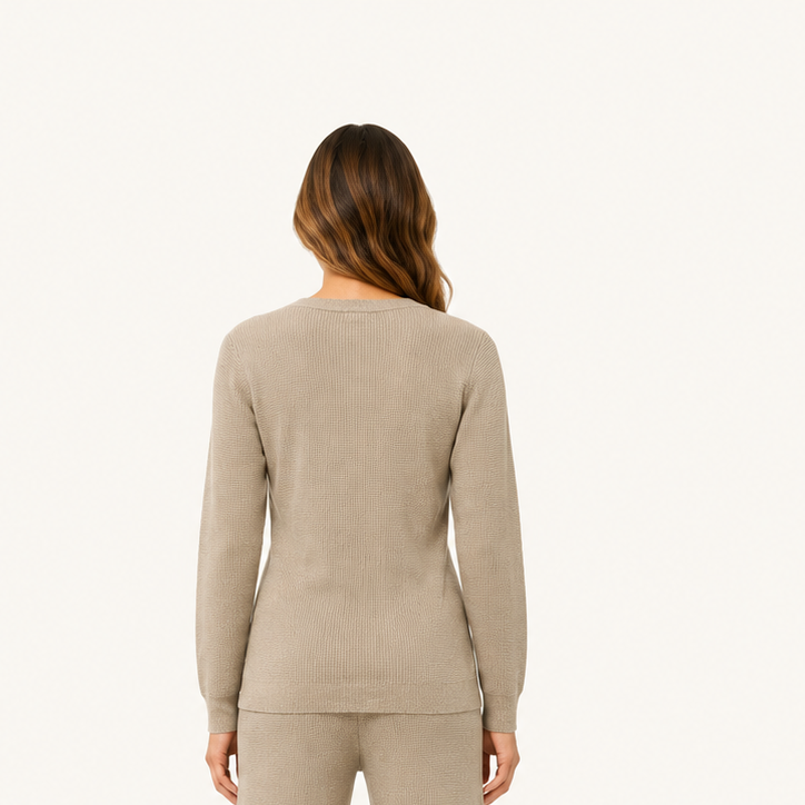 Sweater Tejido Premium con Cinturón Ajustable Beige