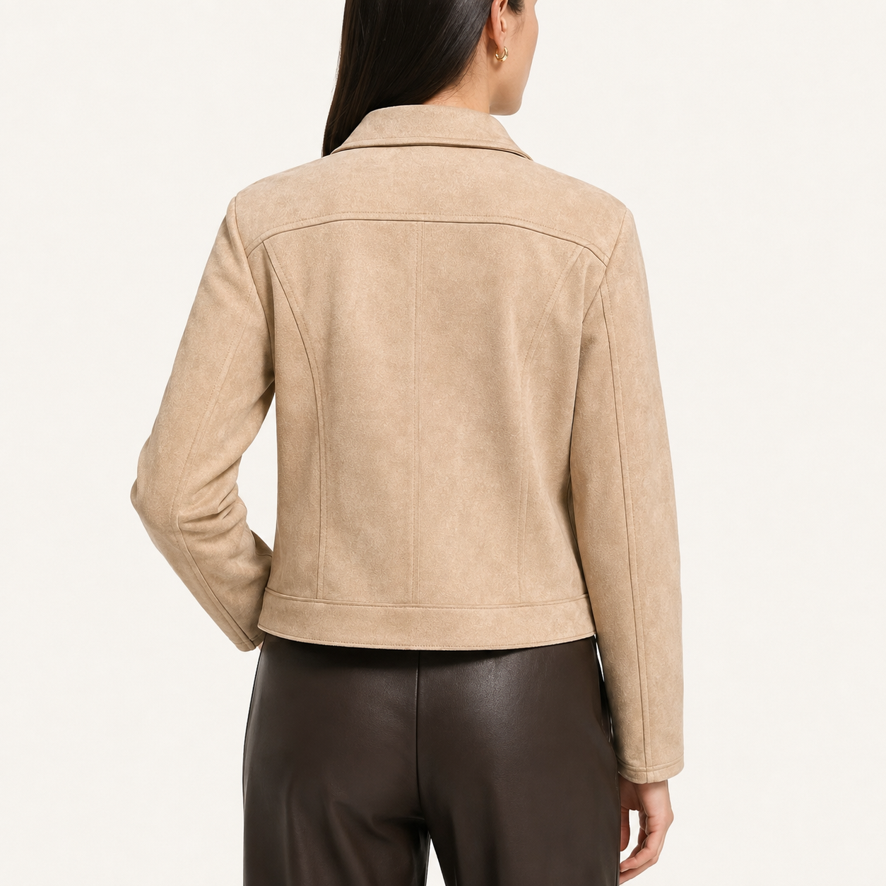 Chaqueta Crop Tercio Pelo Beige