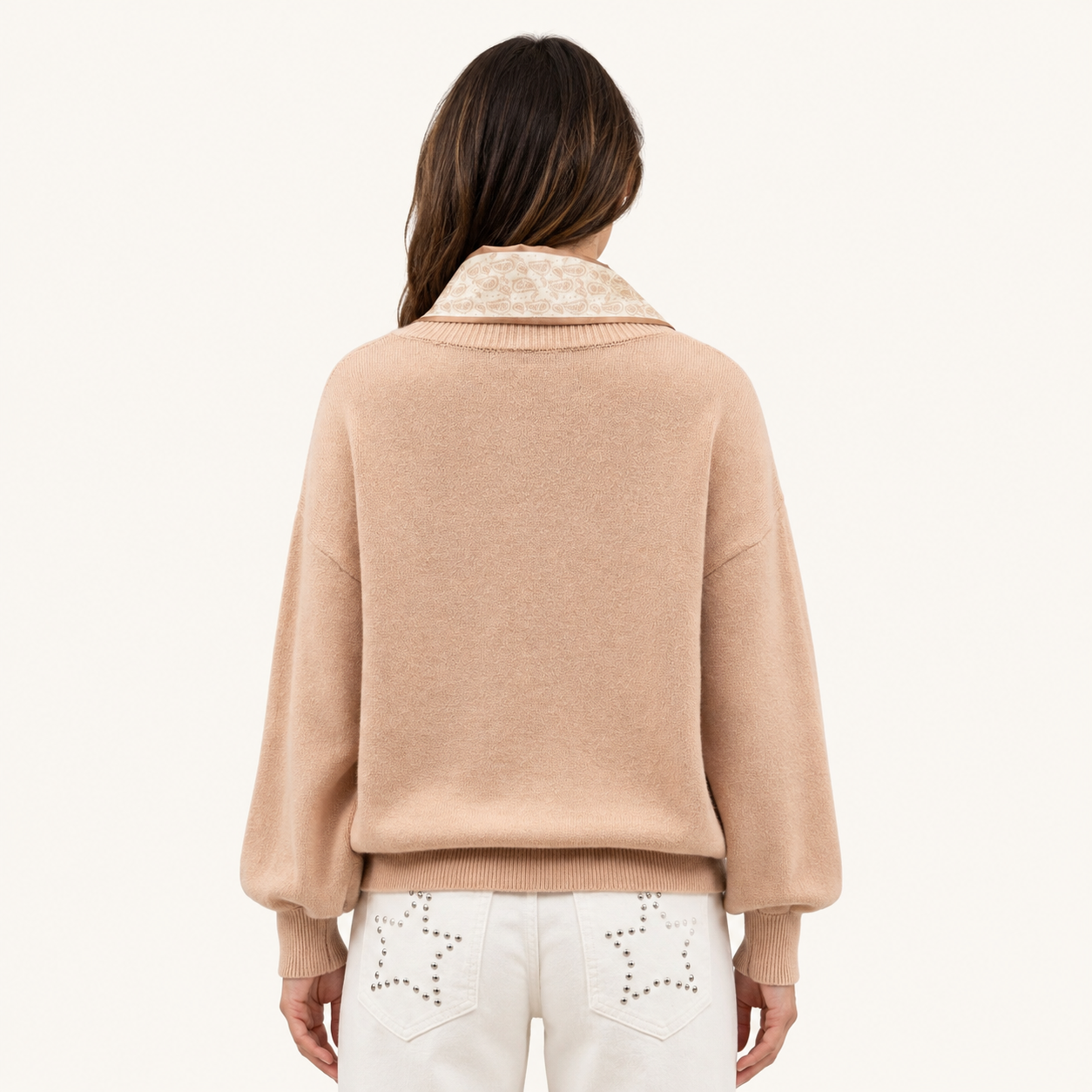 Sweater con Pañuelo Marrón Beige