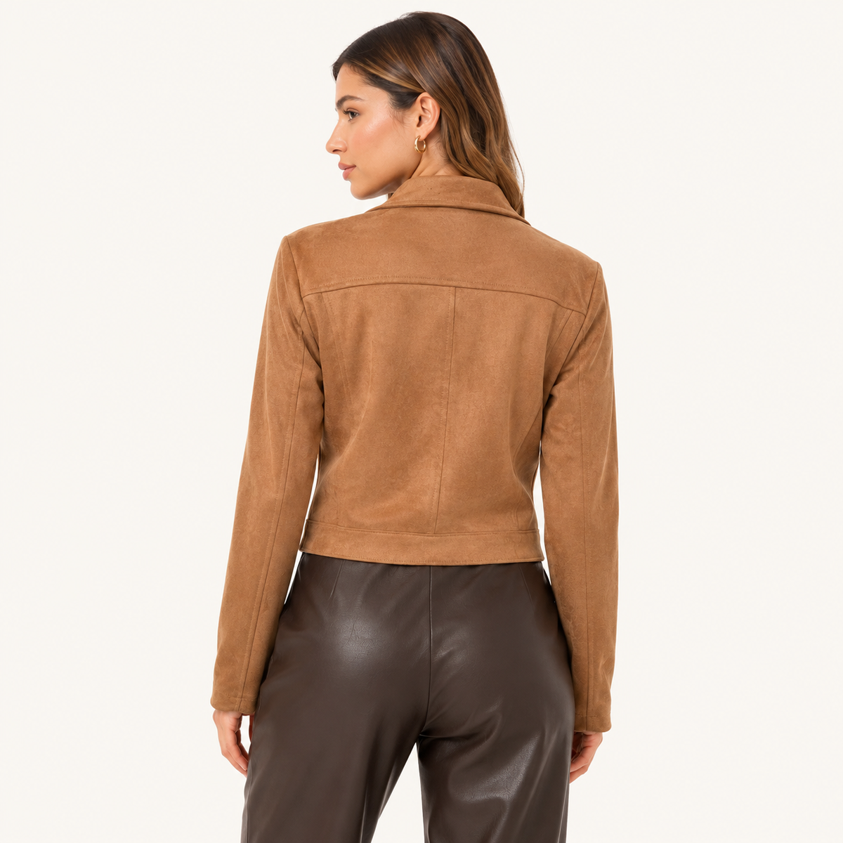Chaqueta Crop Tercio Pelo Marrón
