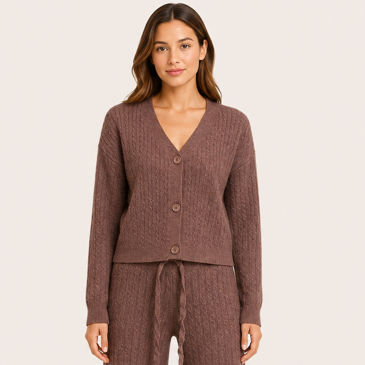 Cardigan Forrado Marron