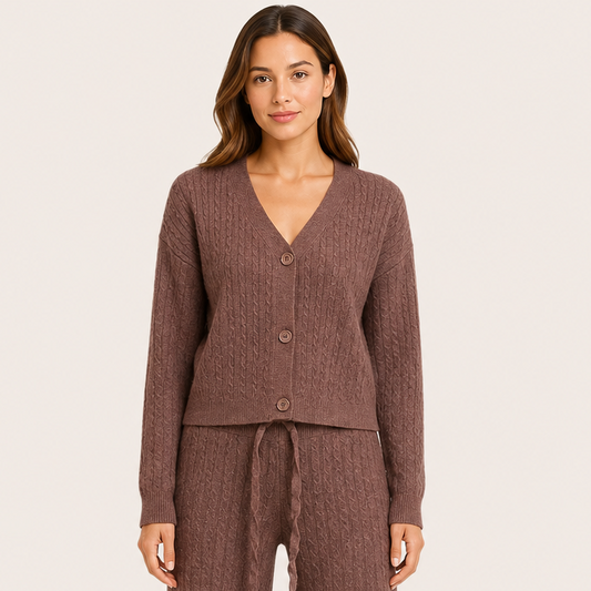 Cardigan Forrado Marron