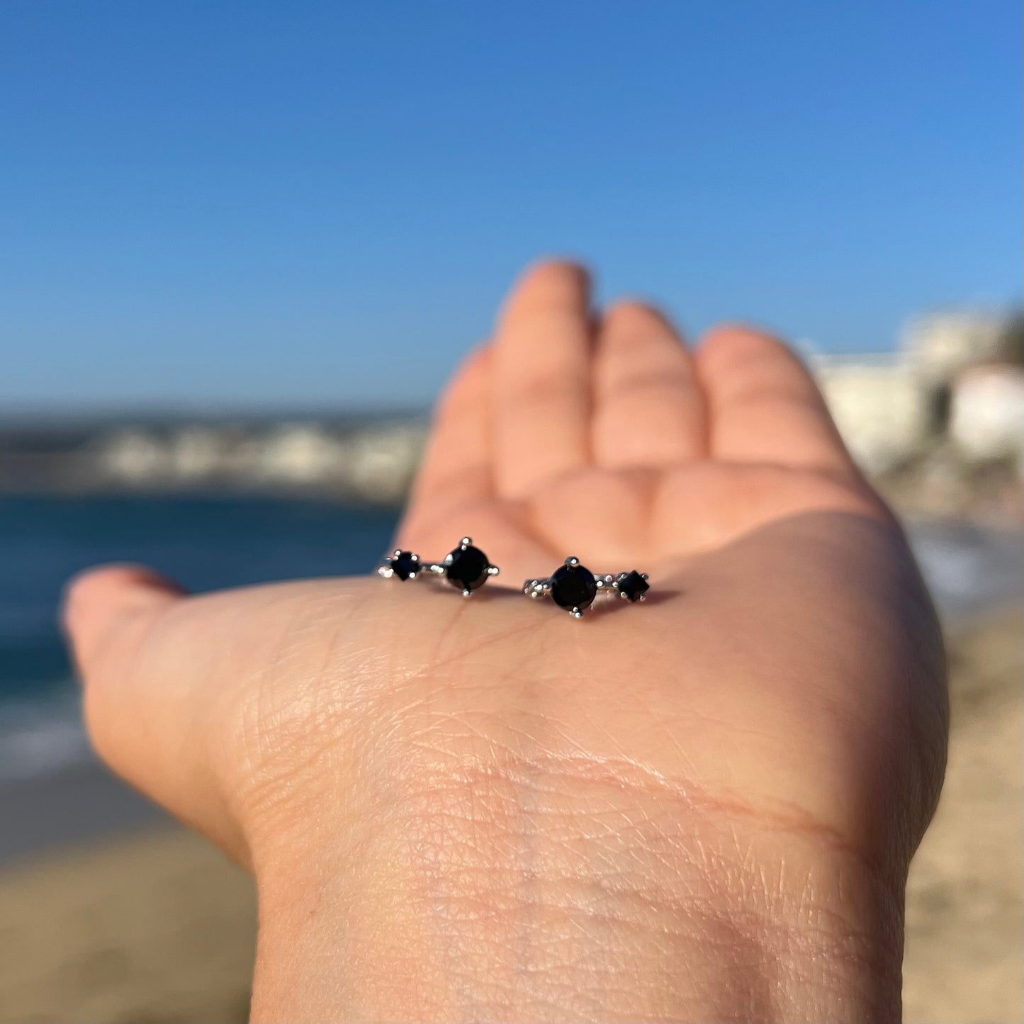 Argolla Cristal Negro Plata