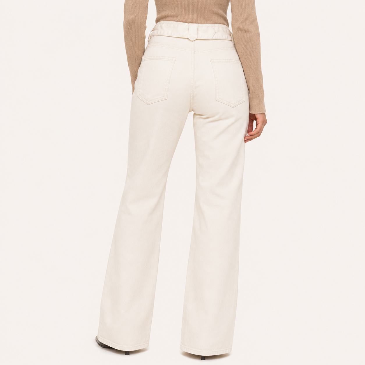 Jeans Wide Leg Beige