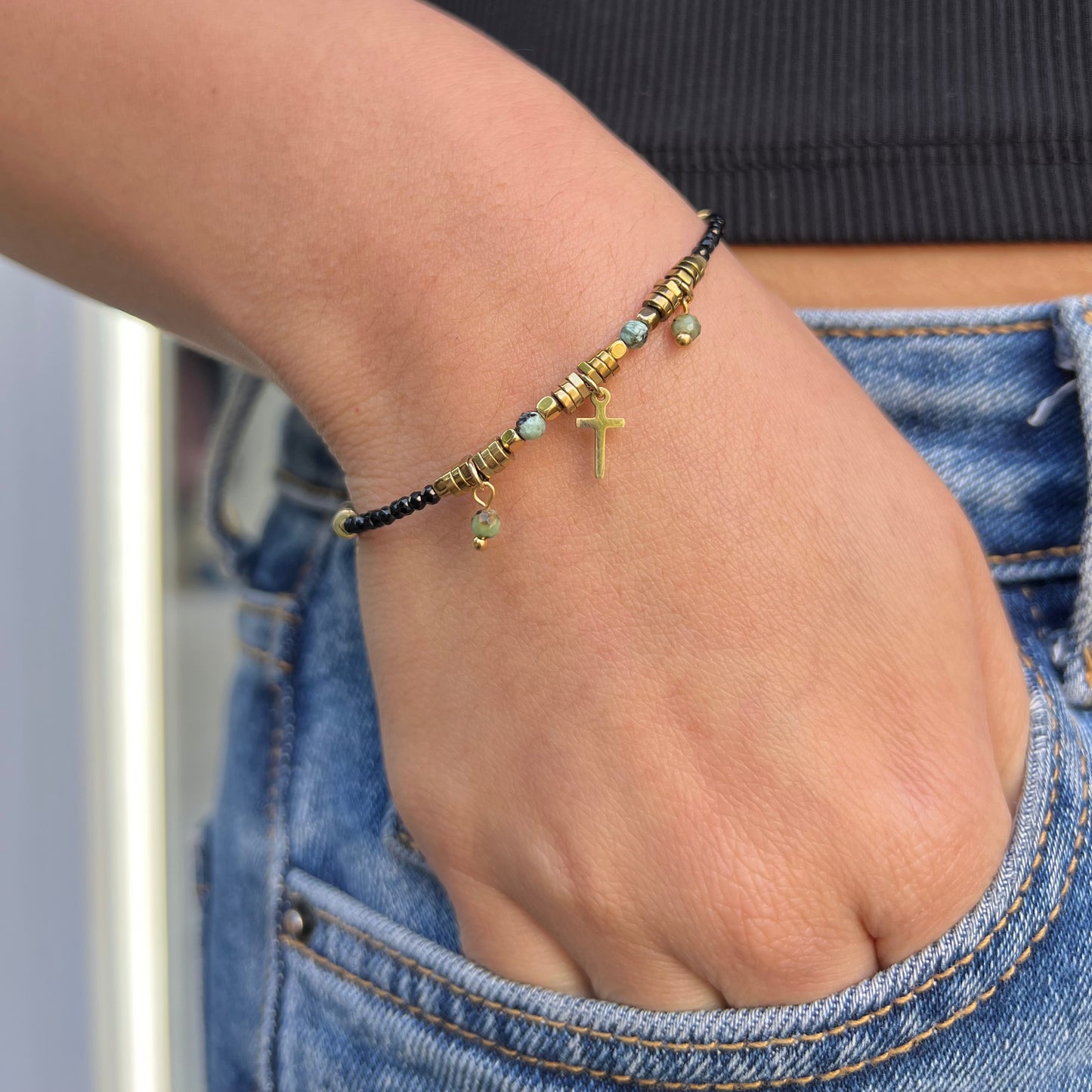 Pulsera Negra Piedras