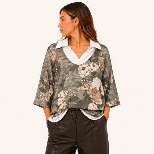 Blusa Floral 2 en 1 Manga Ajustable Verde