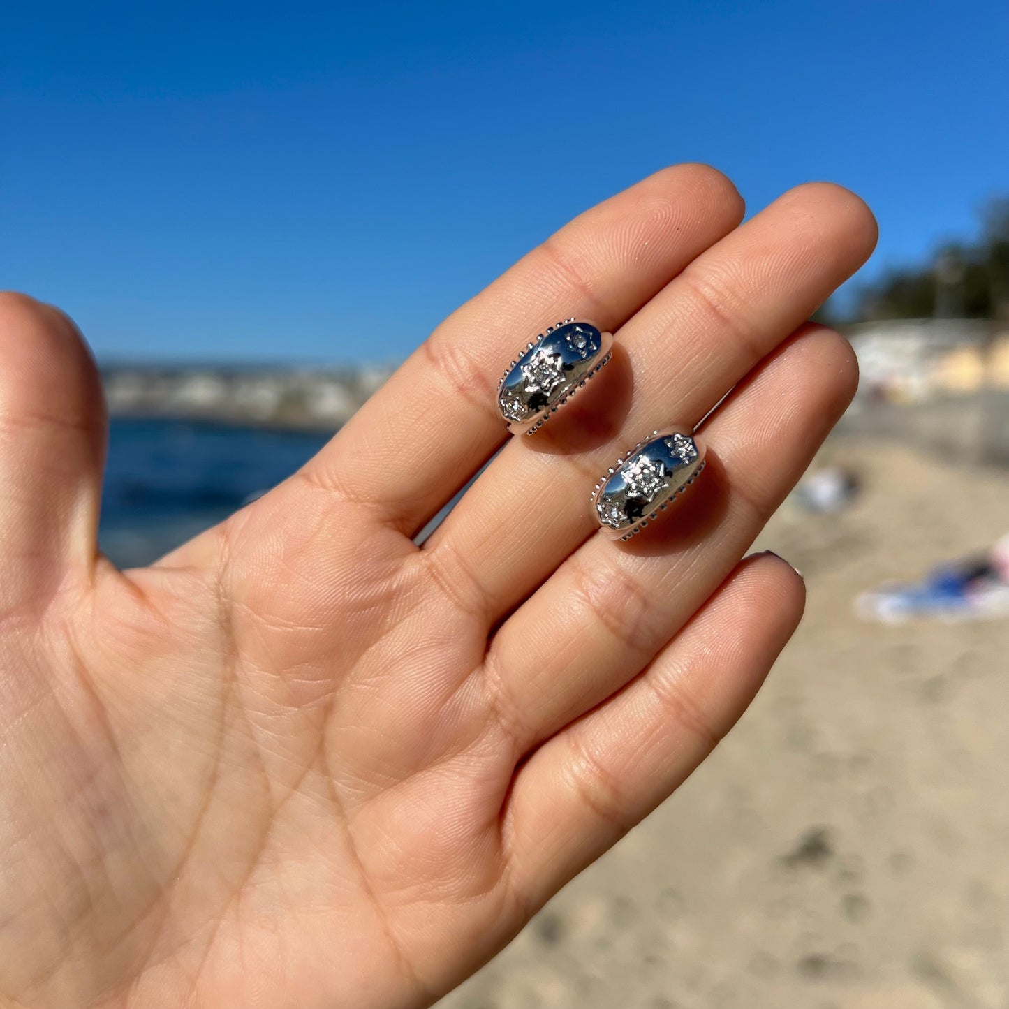 Argollas Puntos Brillantes Silver