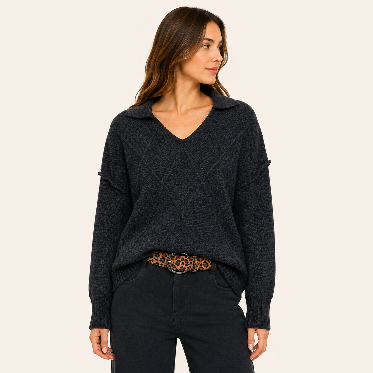 Sweater Cuello V Negro