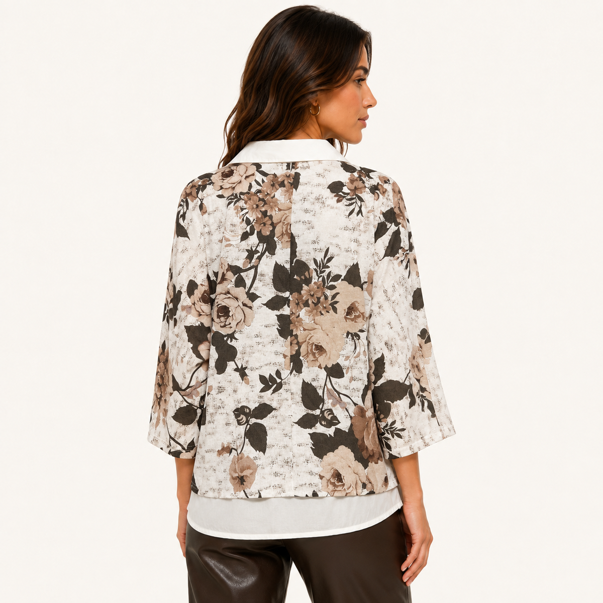 Blusa Floral 2 en 1 Manga Ajustable Blanca