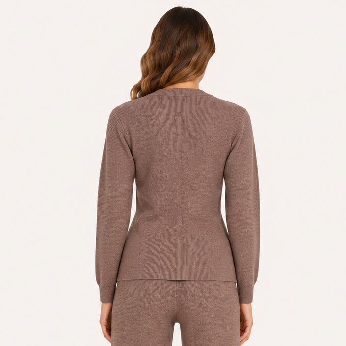 Sweater Tejido Premium con Cinturón Ajustable Marrón