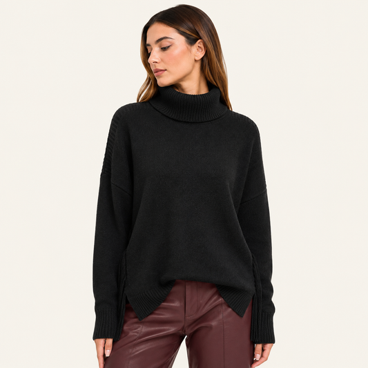 Cuello Alto con Flecos Negro