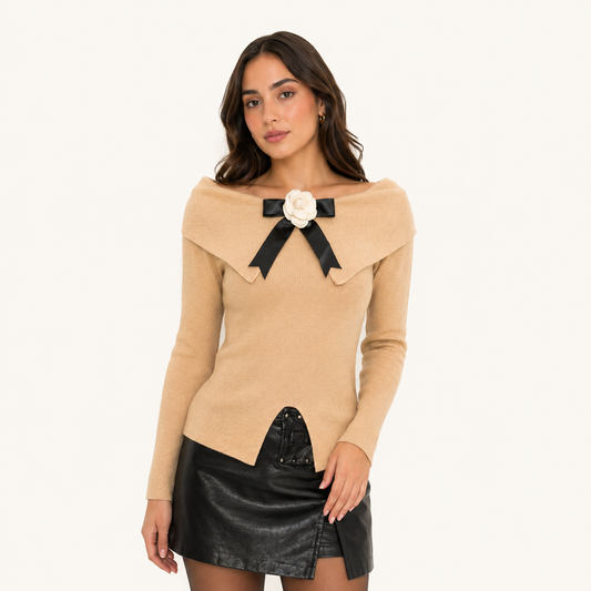 Sweater Cuello Bardot Nude