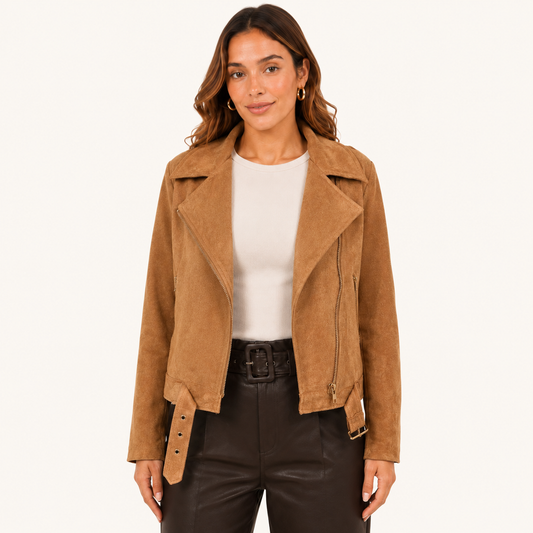 Chaqueta Crop Tercio Pelo Marrón