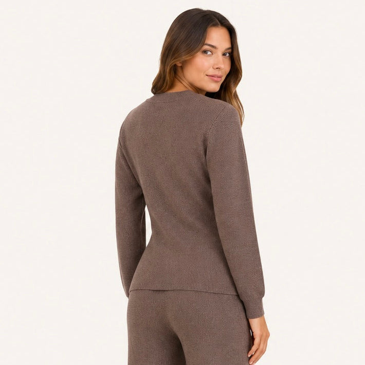 Sweater Tejido Premium con Cinturón Ajustable Café