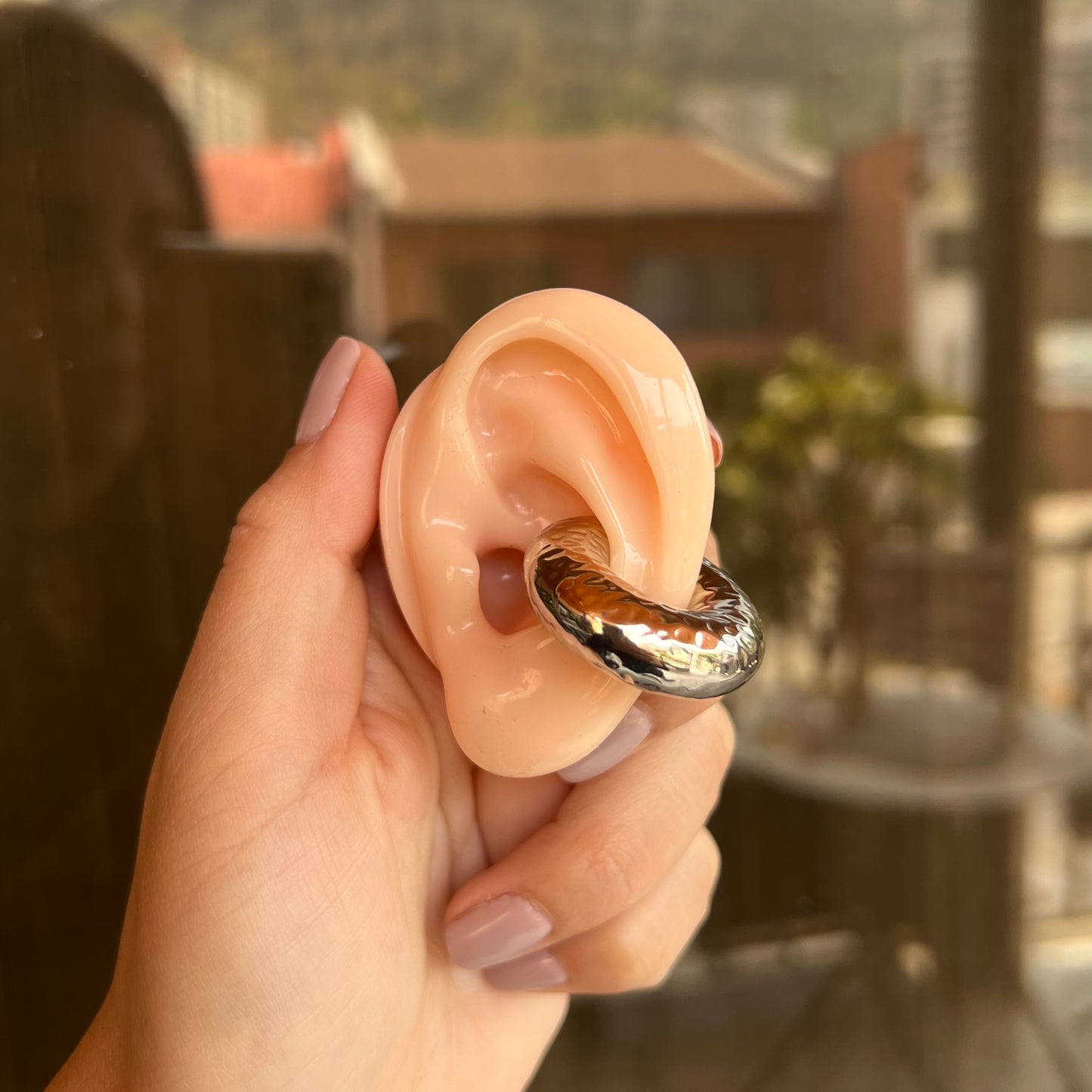 Ear Cuff Silver Textura