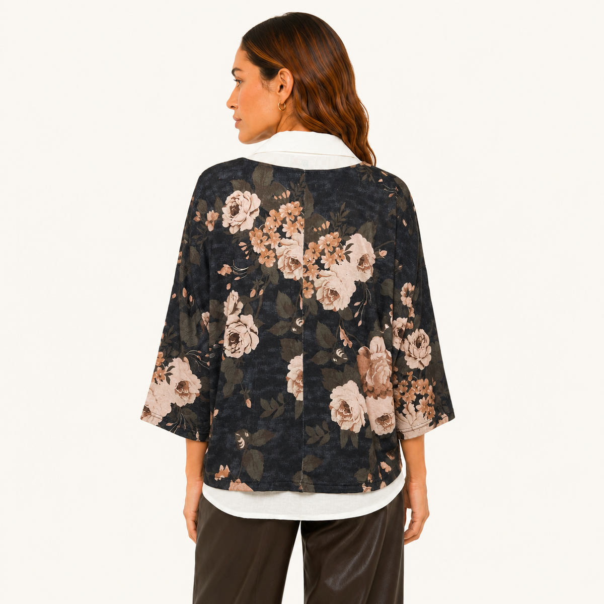 Blusa Floral 2 en 1 Manga Ajustable Azul