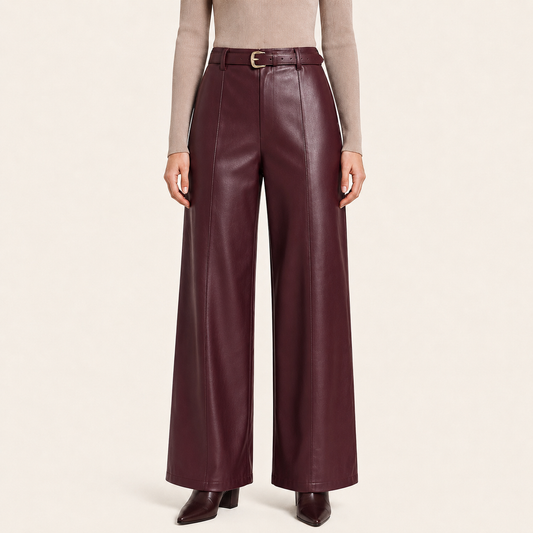Pantalón Palazzo Ecocuero  Burdeo