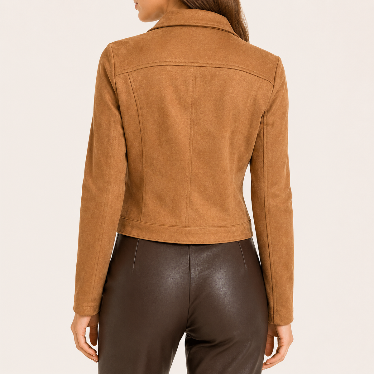 Chaqueta Crop Tercio Pelo Marrón