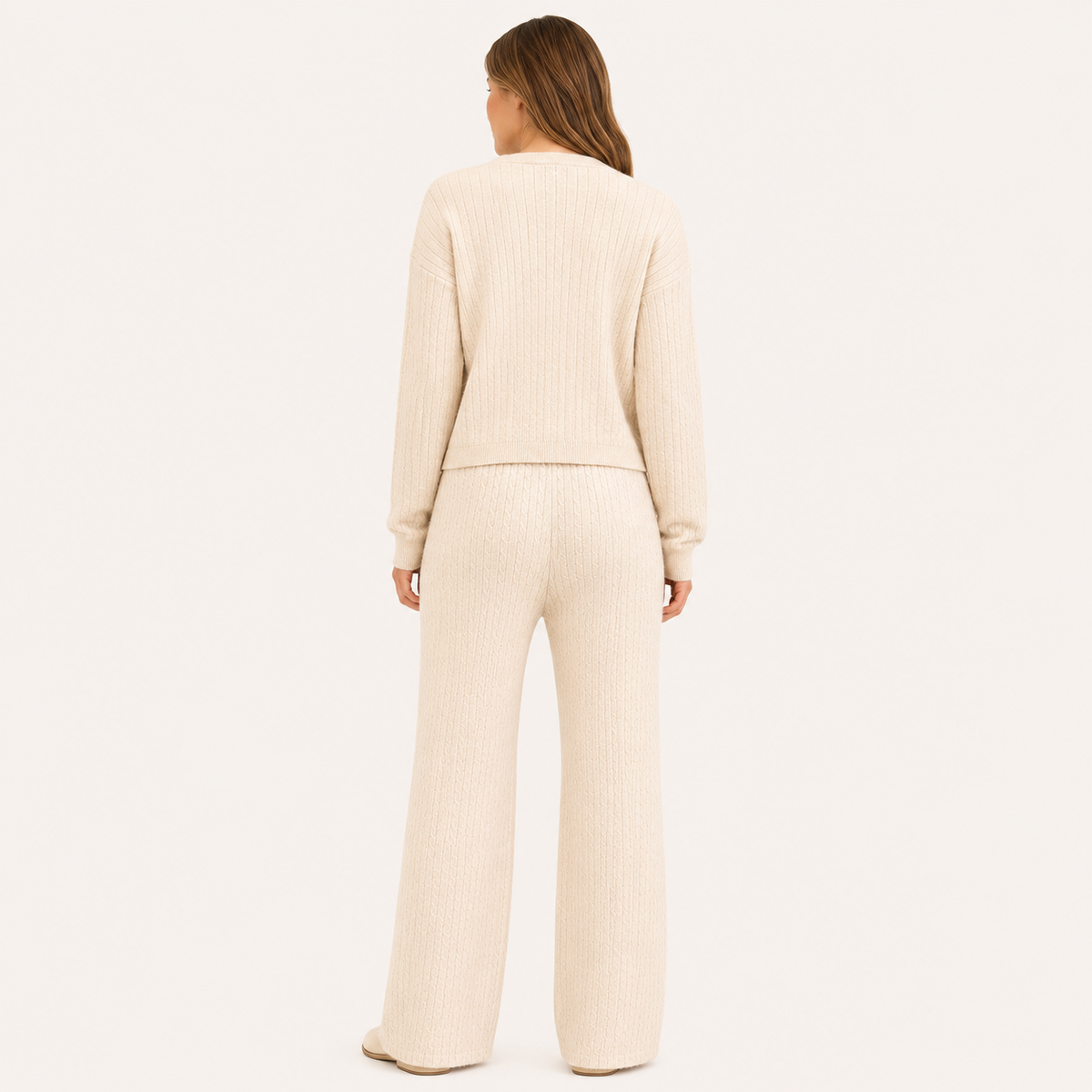 Conjunto Cardigan y Pantalón Forrado Beige