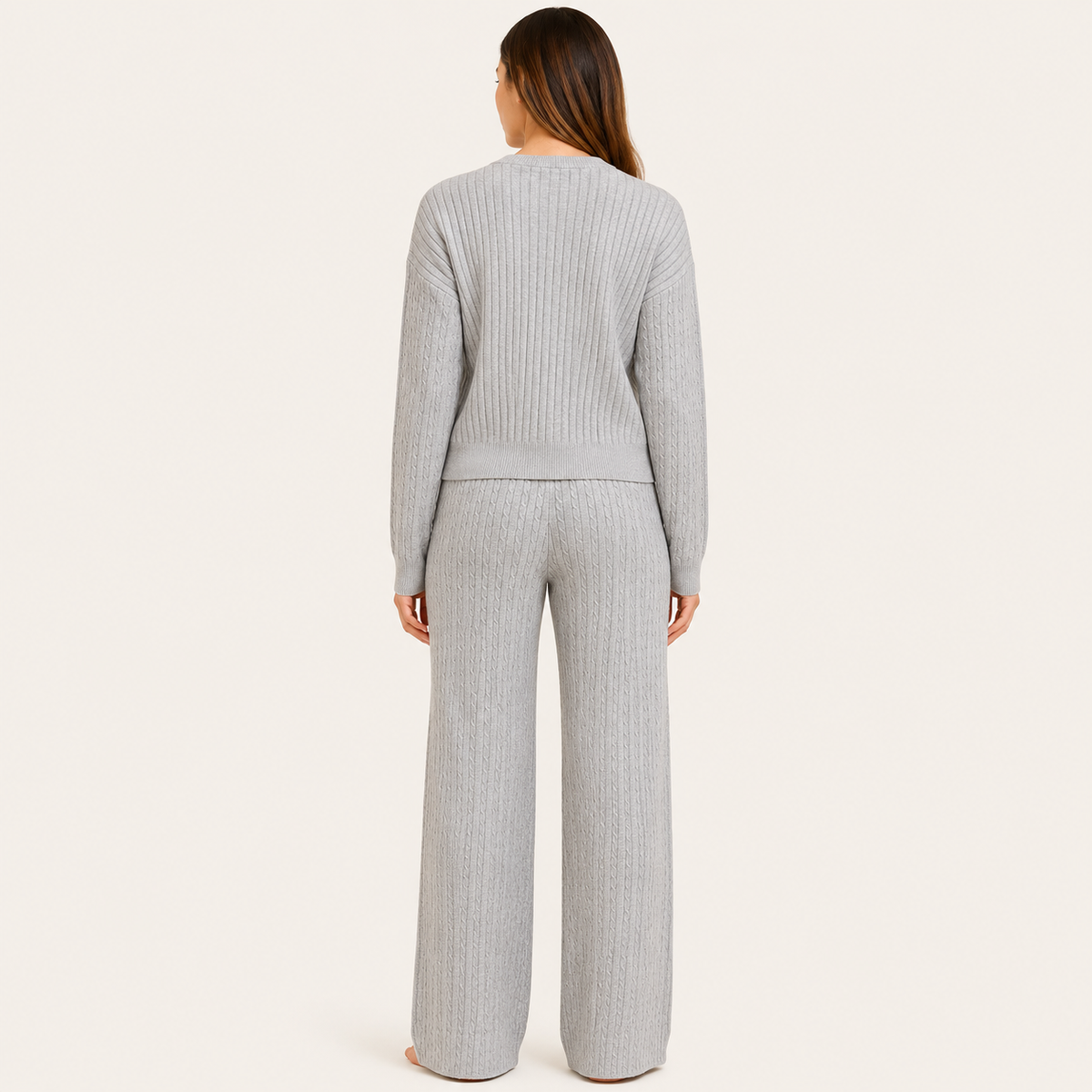 Conjunto Cardigan y Pantalón Forrado Gris