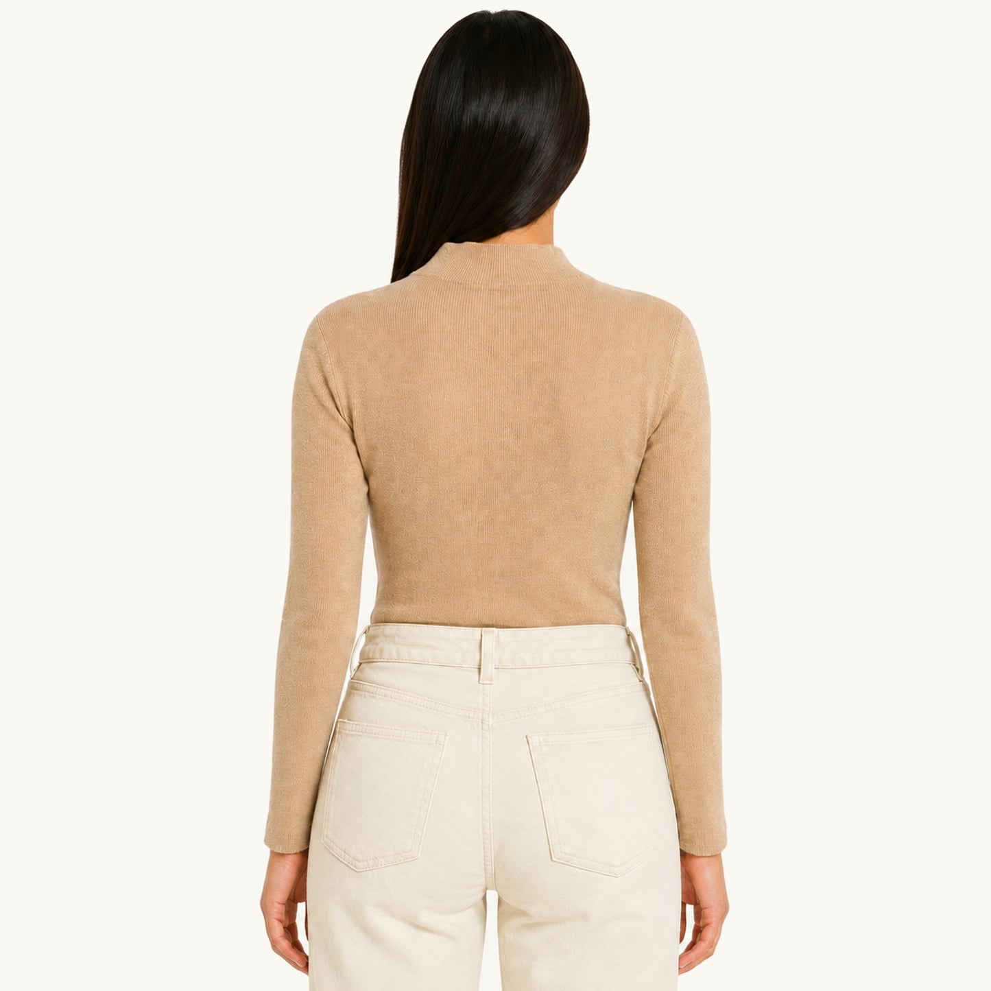 Sweater Cuello Alto con Rosa Nude