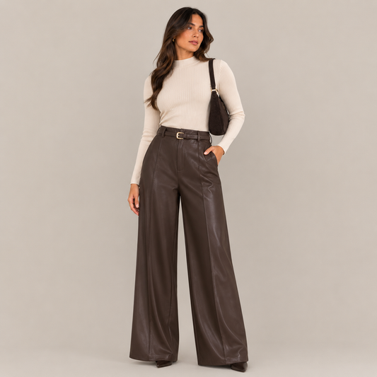 Pantalón Palazzo Ecocuero  Marron