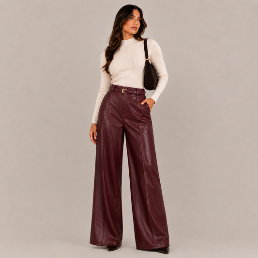 Pantalón Palazzo Ecocuero  Burdeo