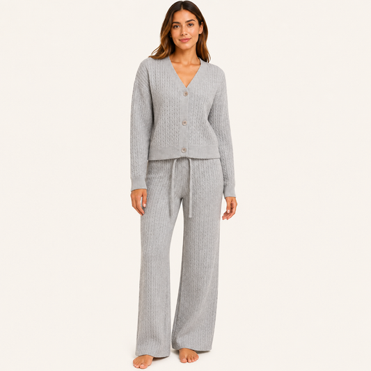 Conjunto Cardigan y Pantalón Forrado Gris