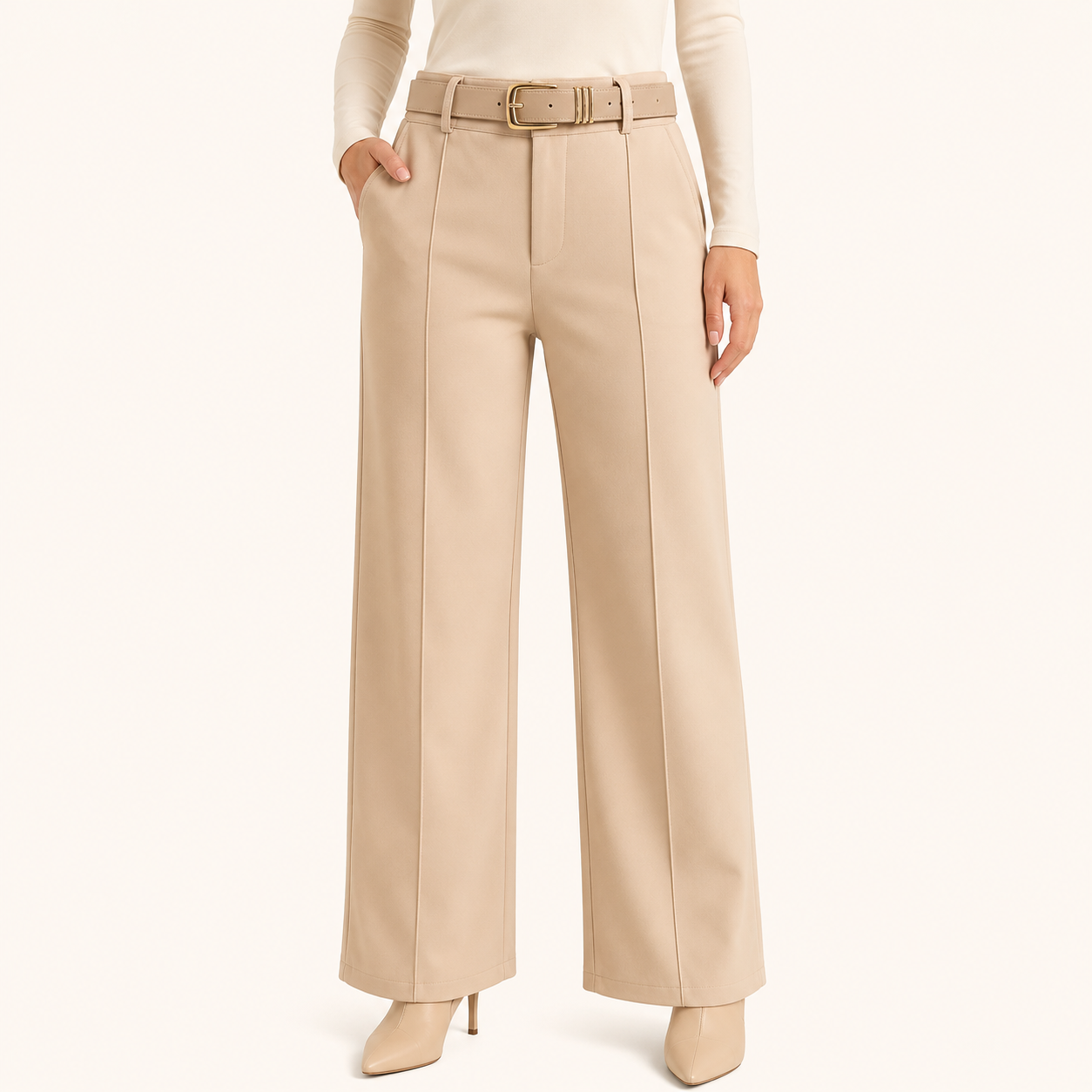 Pantalon con Forrado Polar Beige