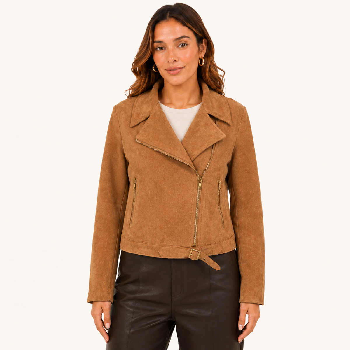 Chaqueta Crop Tercio Pelo Marrón