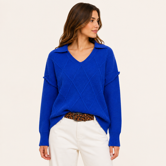 Sweater Cuello V Azul