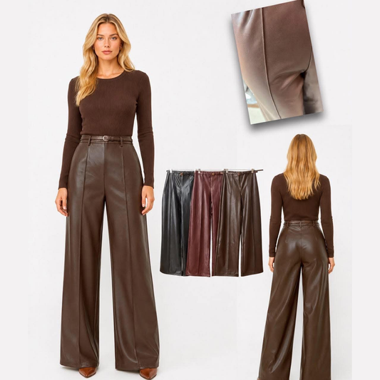 Pantalon Wide Leg Eco Cuero