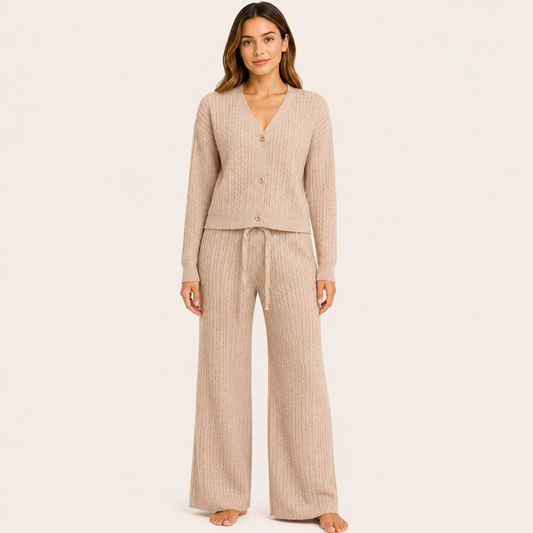 Conjunto Cardigan y Pantalón Forrado Nude