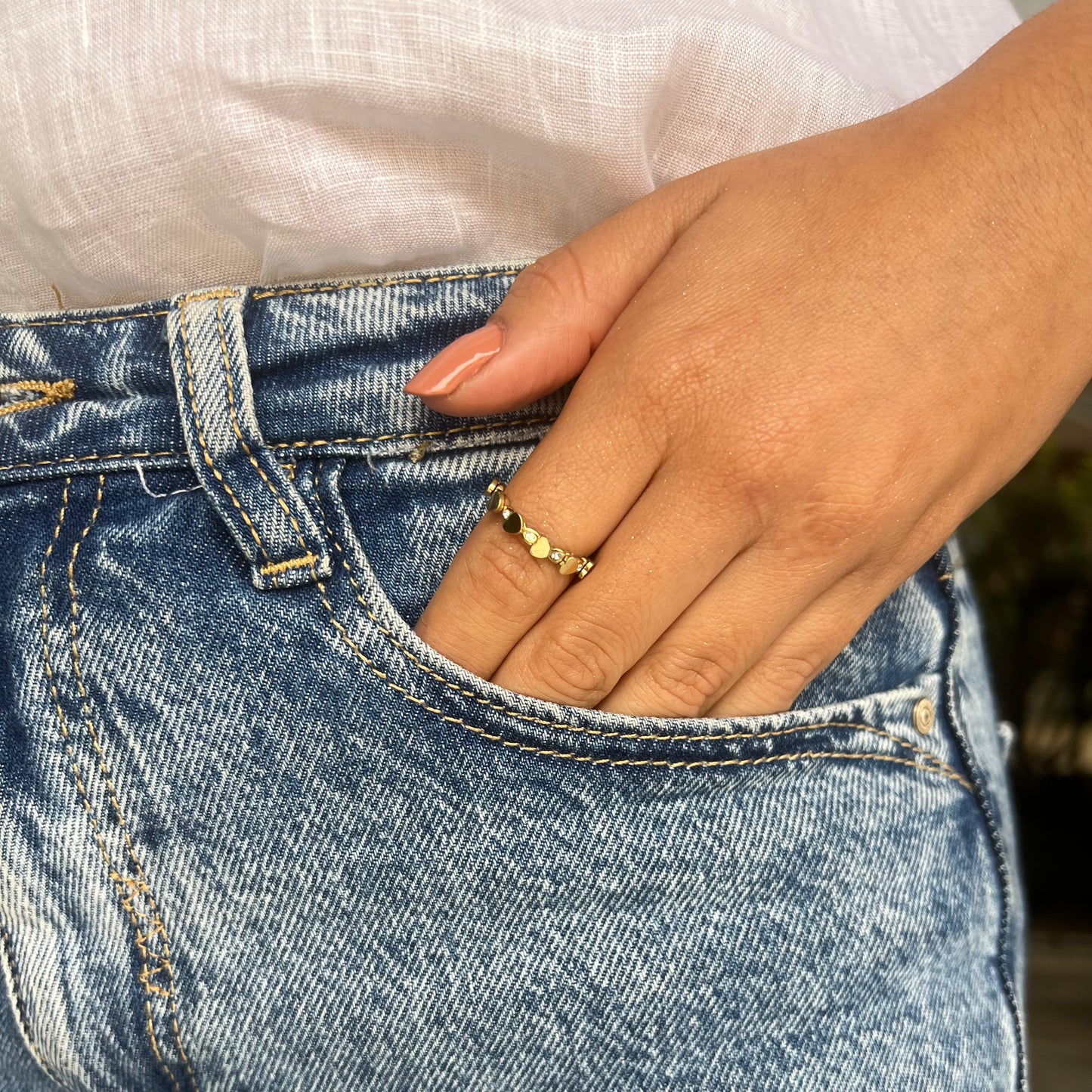 Anillos Corazones Relieve Gold